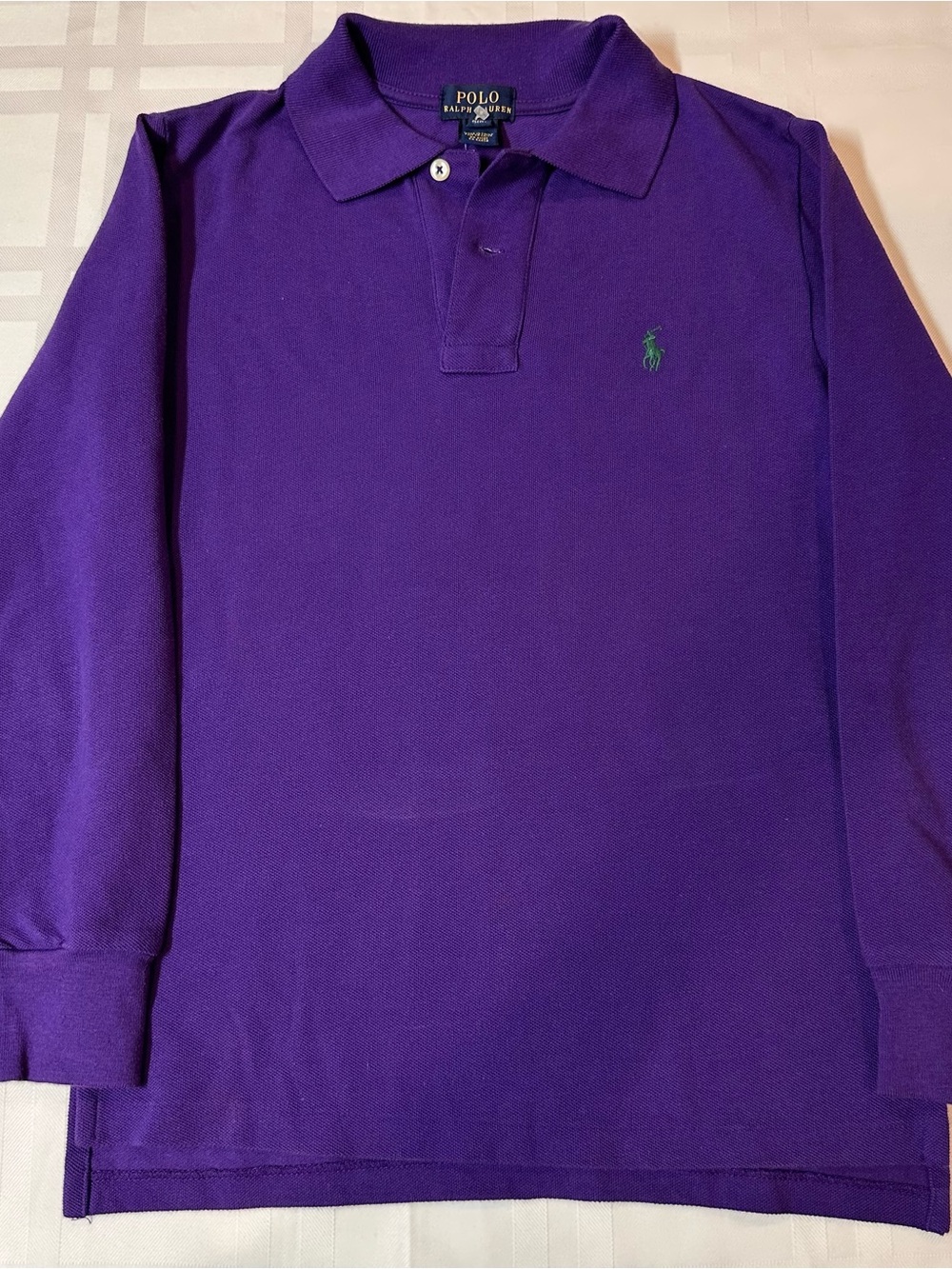 Polo Ralph Lauren Purple Long Sleeve Mesh Polo - Kids Size S (8)